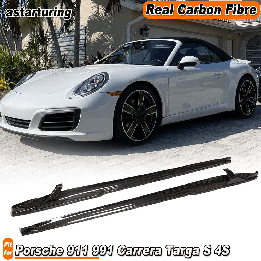 for Porsche 911 991 Carrera Targa S 4S Dry Carbon Fiber Side Skirt Extension Lip