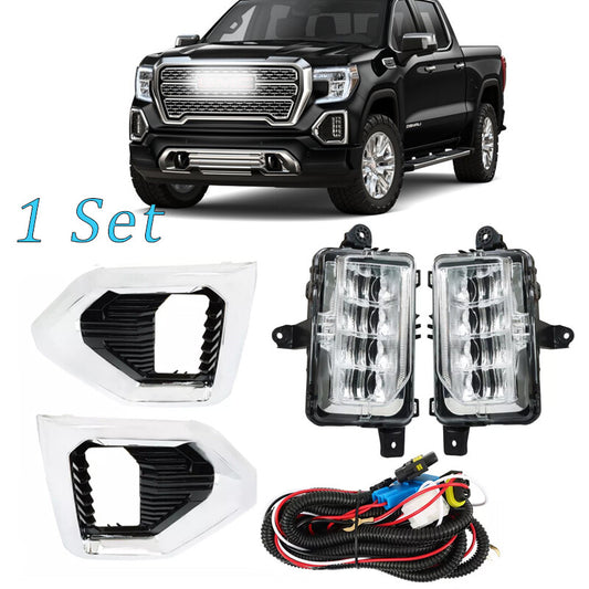 LED Fog Lights For 2019-2021 for GMC for Sierra 1500 Denali Replacement Kit Bezel Switch