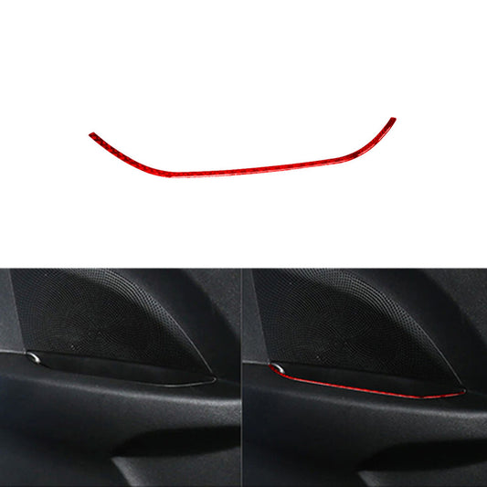 Red Carbon Fiber Rear Door Storage Strip Cover for Hyundai for Veloster JS 2019-22