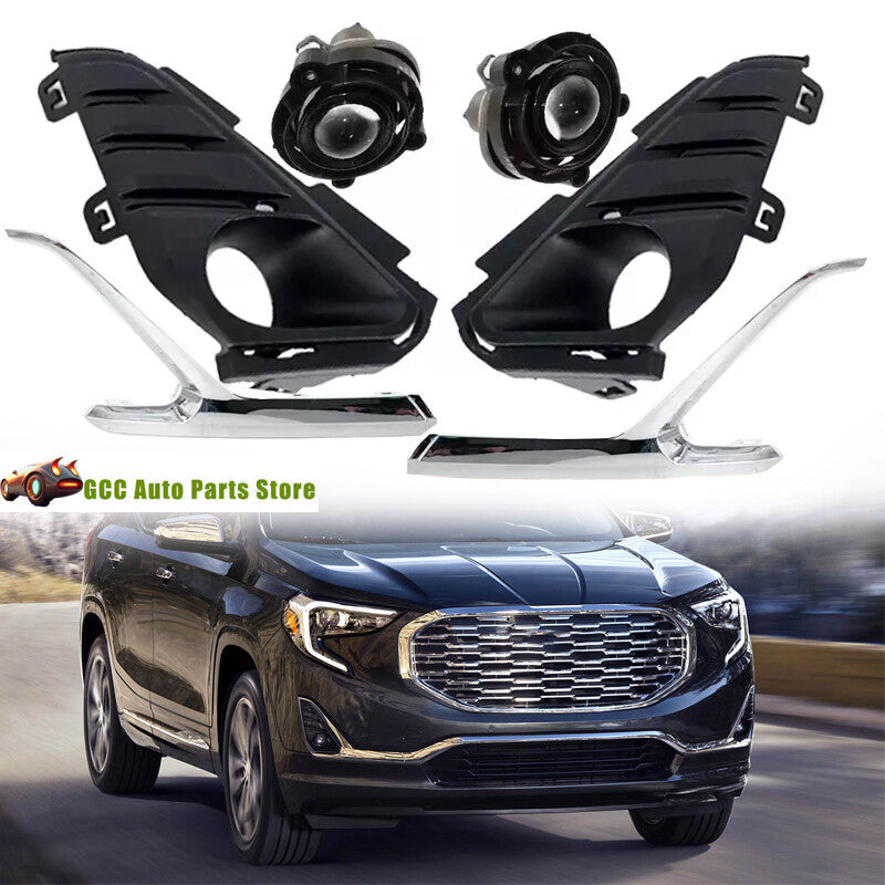 Fog Light Set Fog Lamp w/Bezel Frame Chrome Trim for GMC Terrain 2018-2020