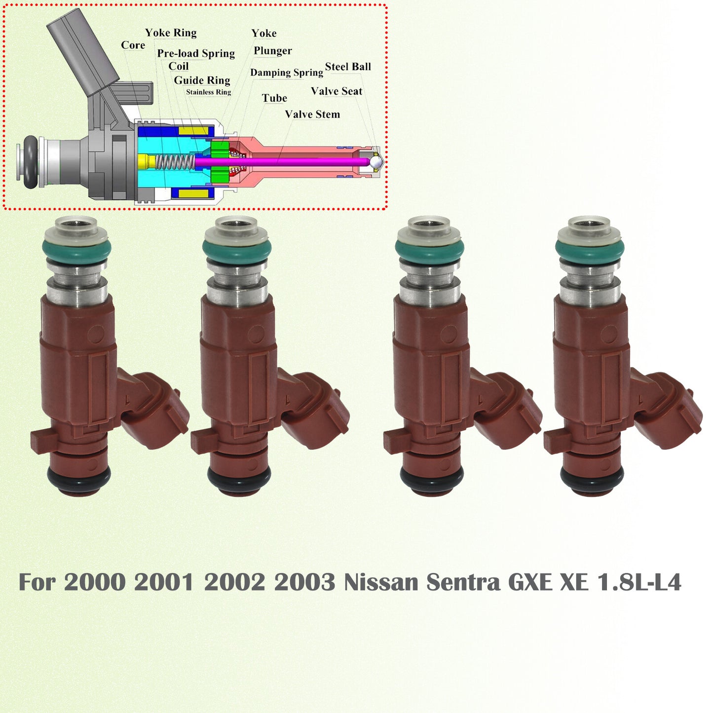 4Pcs Fuel Injectors 0280155937 FBJB100 For 2000-2002 for Nissan Sentra 1.8L L4