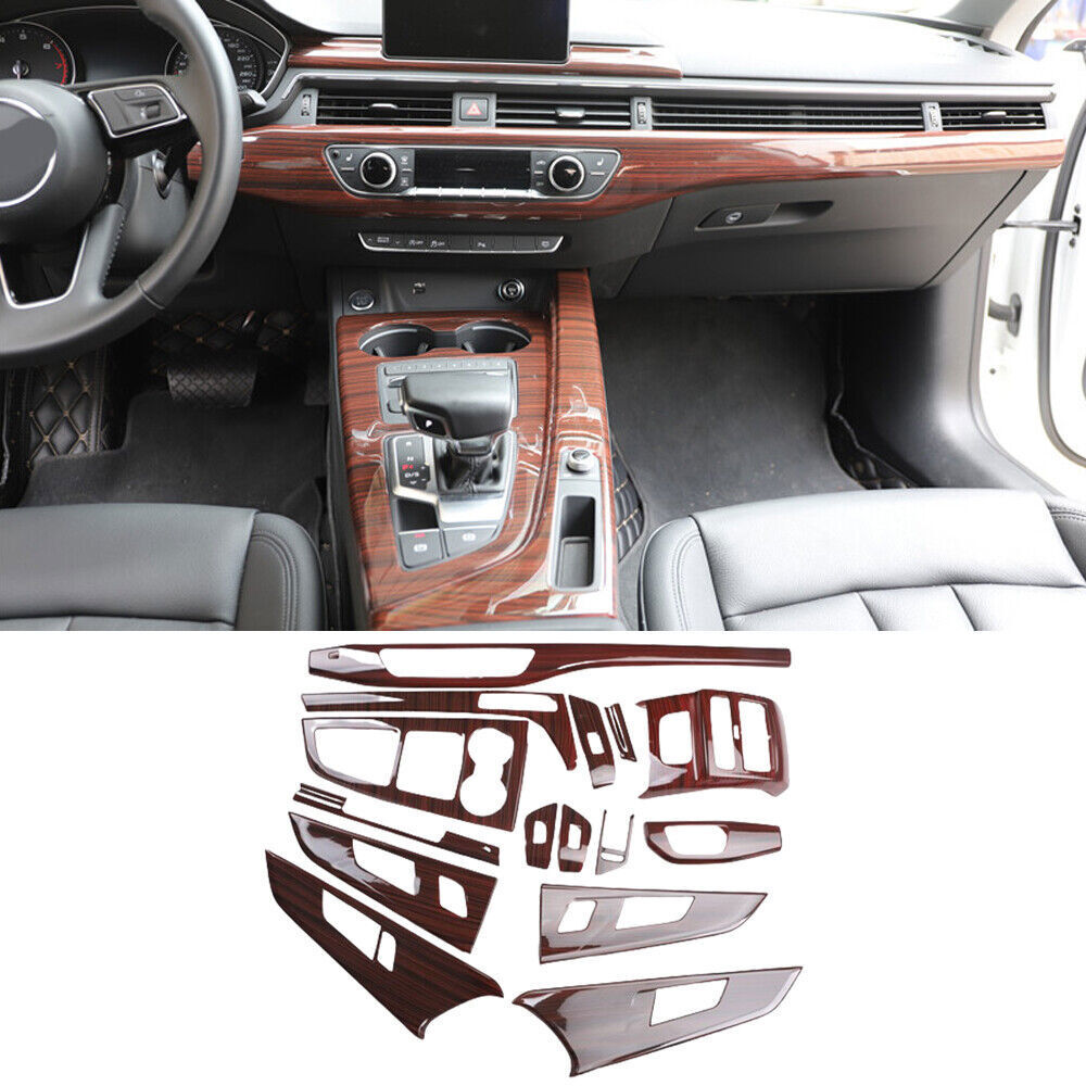 for Audi A4 2017-19 Peach Wood Grain Interior Full Decoration Frame Cover Trims