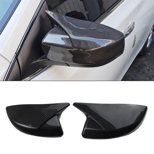 for Nissan Sentra 2013-2019 Carbon Fiber Side Horn Rearview Mirror Cover Trim 2X