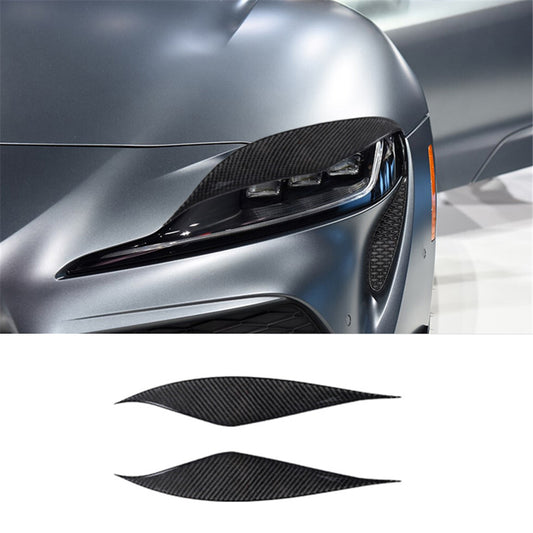 2Pcs Carbon Fiber Headlight Eyebrows Eyelids Cover Trim for Toyota Supra A90