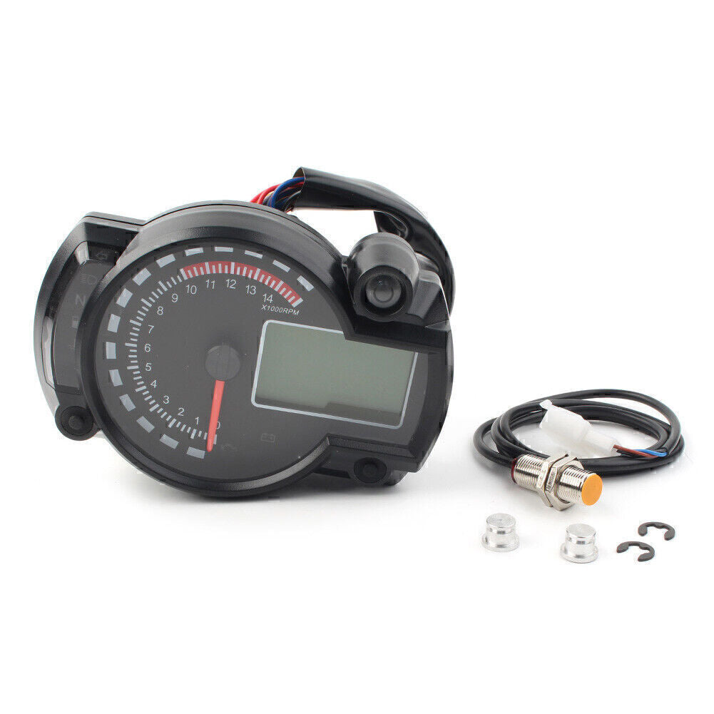 LCD Digit 15000rpm Motorcycle Speedometer Tachometer Gauge Odometer Universal UK