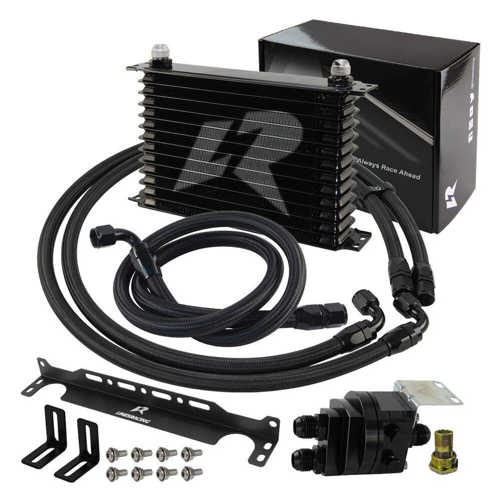 13 Row AN10 Oil cooler Trust w/Bracket+Filter Relocation Adapter Hose Kit Black