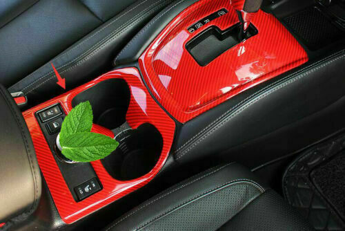 for Nissan Rogue 2014-2020 Red Carbon Fiber Middle Console Water Cup Holder Trim