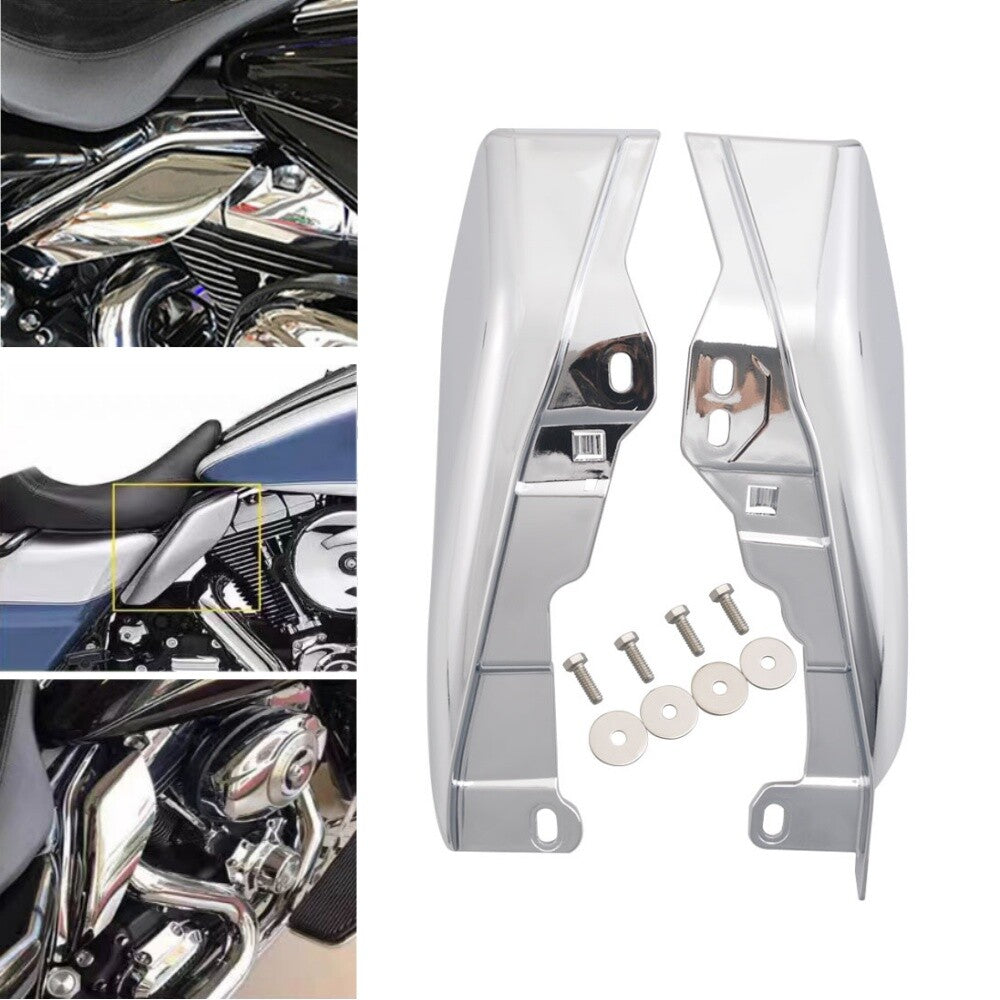 Chrome Mid Frame Air Deflectors Trim Heat Shield For Touring Road King 2017-2022