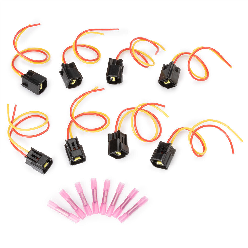8-piece pack of ignition coil connectors and tailpipe harnesses for Ford 4.6L, 5.4L, and 6.8L engines.