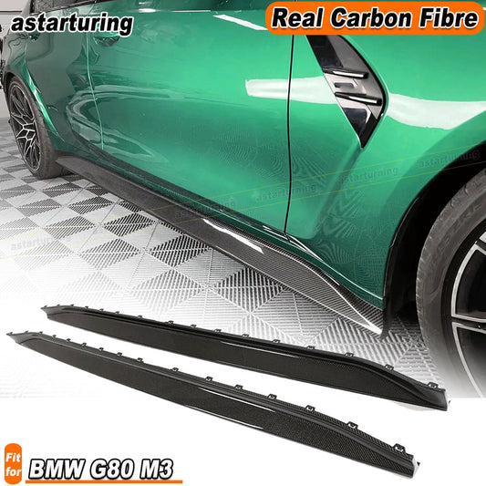 Fit for BMW G80 M3 2021-2024 REAL Carbon Fiber Side Skirt Extension Lip Spoiler