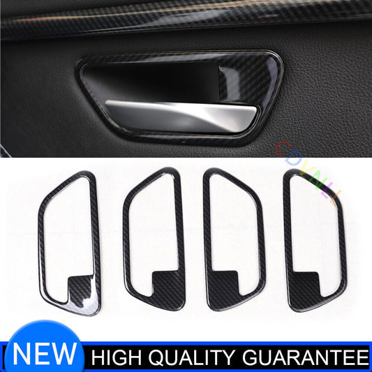 for BMW 3 Series 2014-18 Carbon Fiber Look Inner Door Handle Frame Cover Trim 4P