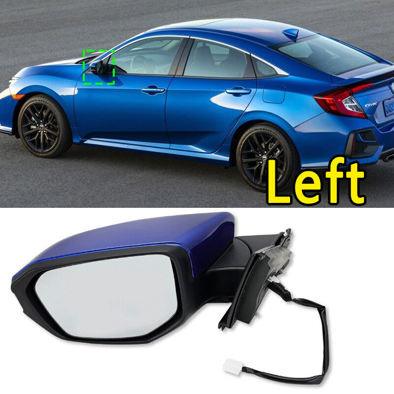 Left Side Mirror Manual Fold Blue Replacement for Honda for Civic 2016 2017 2018-21