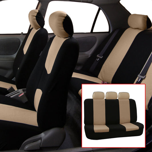 Beige 9-piece low-back flat fabric for seat cover set for car seats