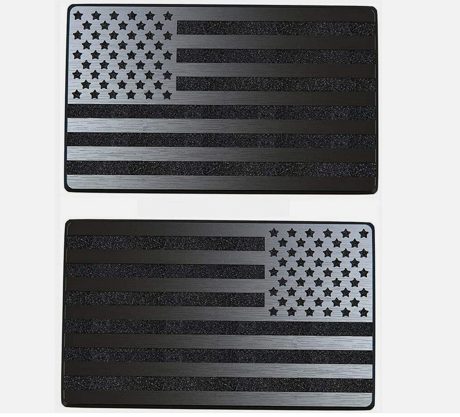 Black magnetic American flag badge for Cadillacs on the rear side fenders and trunk.