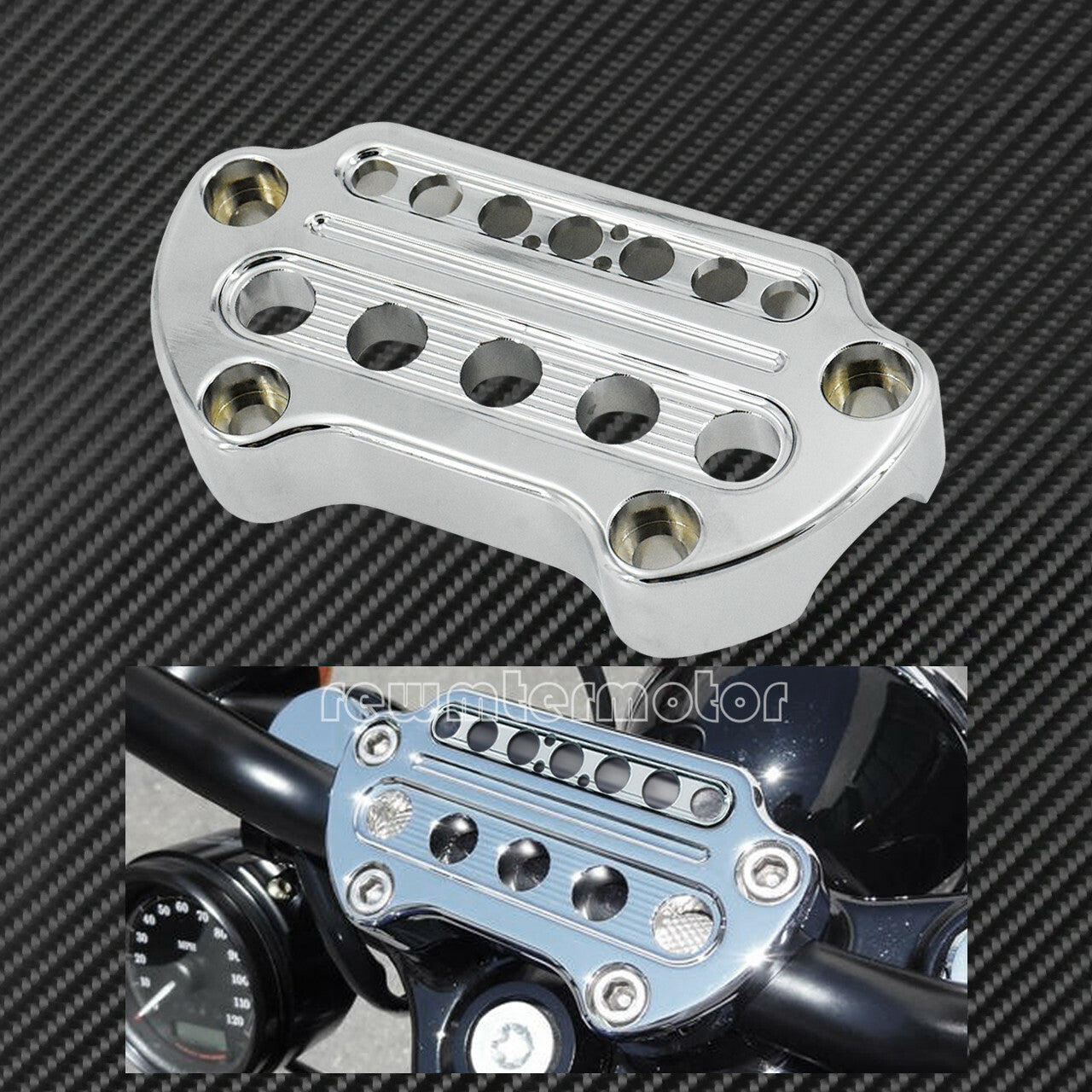Chrome Front Indicator Handlebar Clamp Cover +Speedometer Bracket Fit for Harley