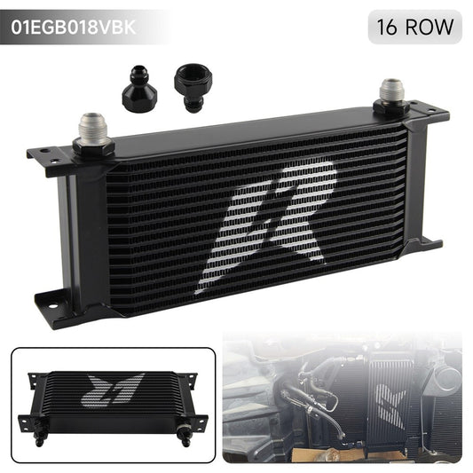 16Row AN8 Stacked Plate Oil Cooler 6AN Adapter Universal Aluminium Radiator