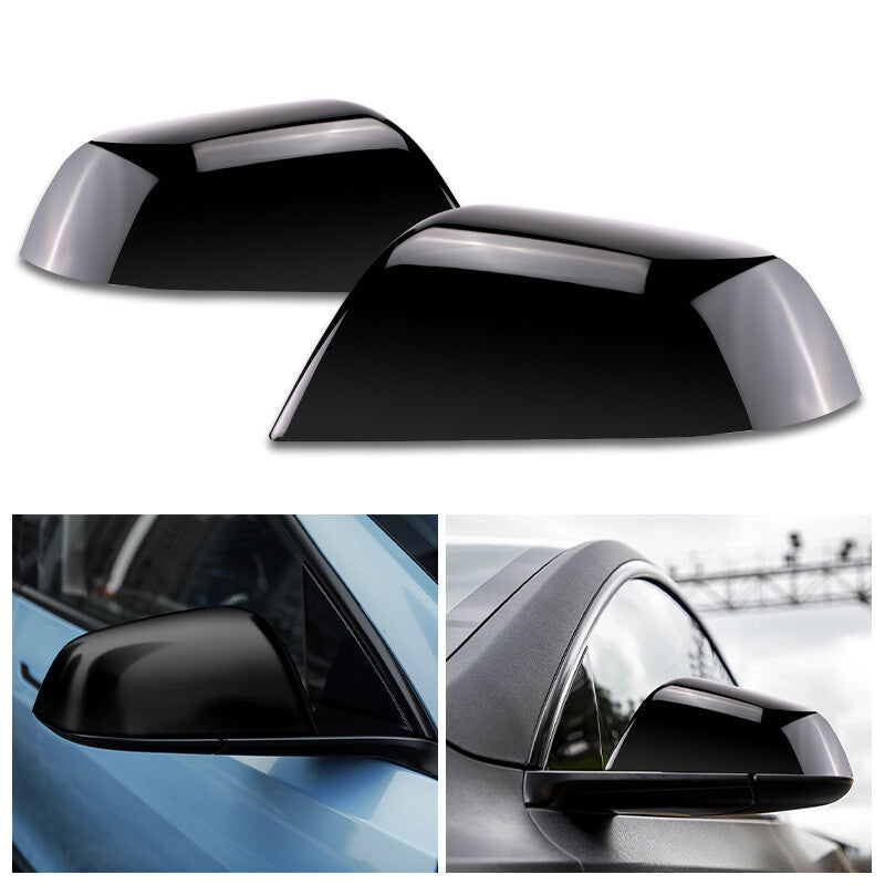 Left Right Side Rearview Mirror Cover Cap Black for Tesla Model 3 2017-2022