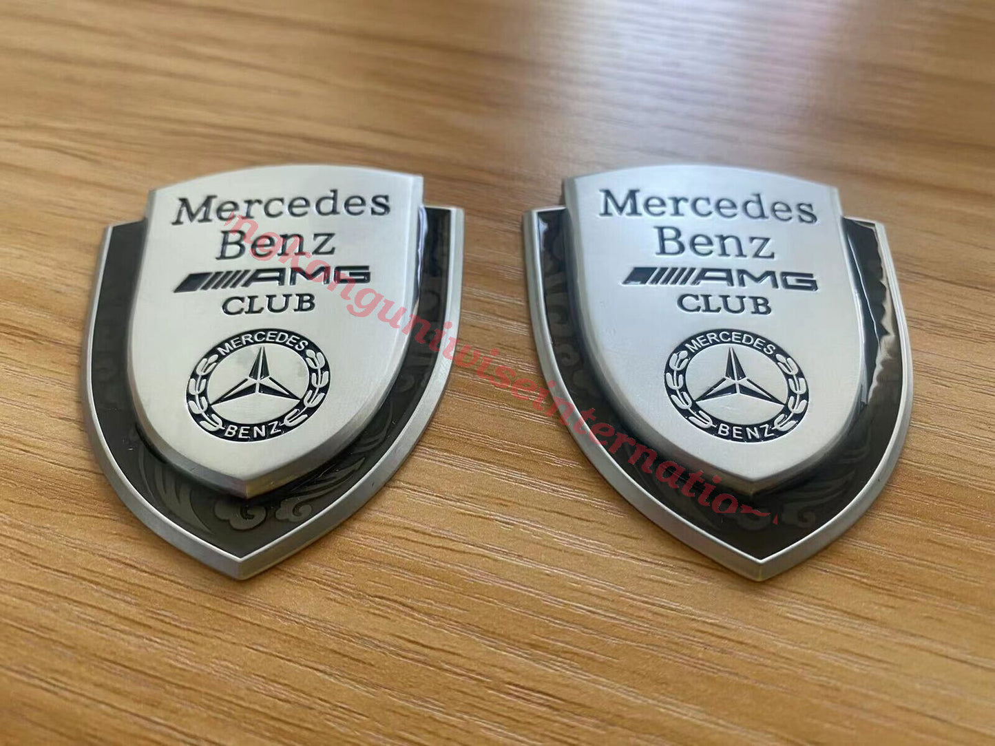2X Chrome 3D Logo Badge Car Body Emblem Ornament for AMG A/B/C/E/S