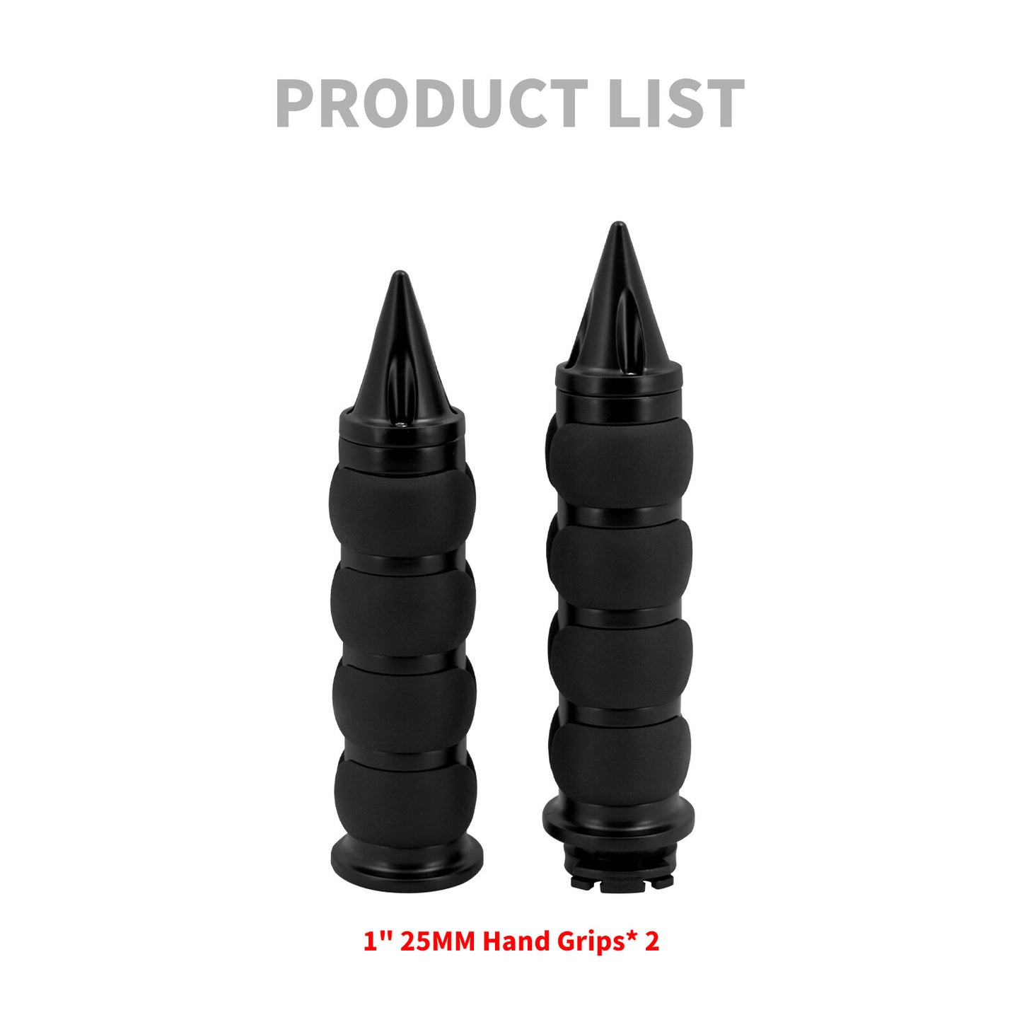 1 Black Spike Handle Bar Hand Grips for Harley Sportster Dyna Softail Toruing