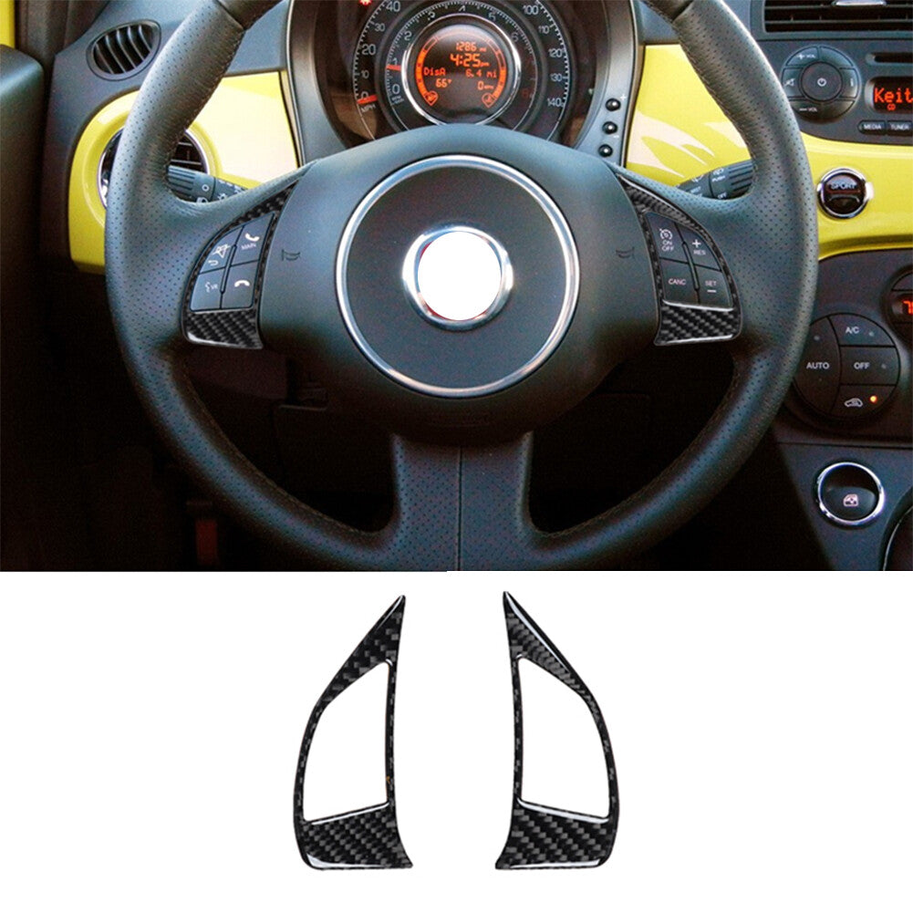 Carbon Fiber Interior Steering Wheel Button Cover Trim For 2012-2015 for Fiat 500