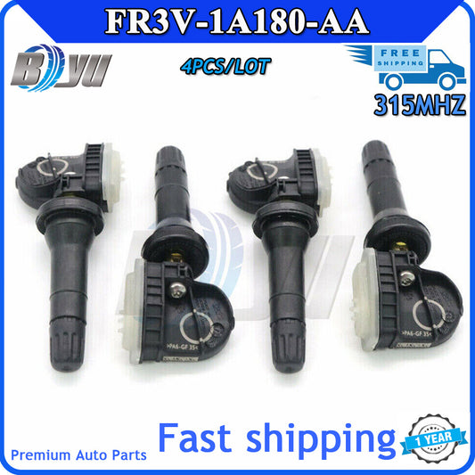 4-pack TPMS FR3V-1A180-AA tire pressure sensors for Ford F250, F350, F450, and Super Duty-Free.