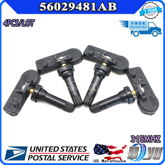4 new 433MHz tire pressure monitoring sensors (model 56029481AB) for Dodge for Ram for Jeep .