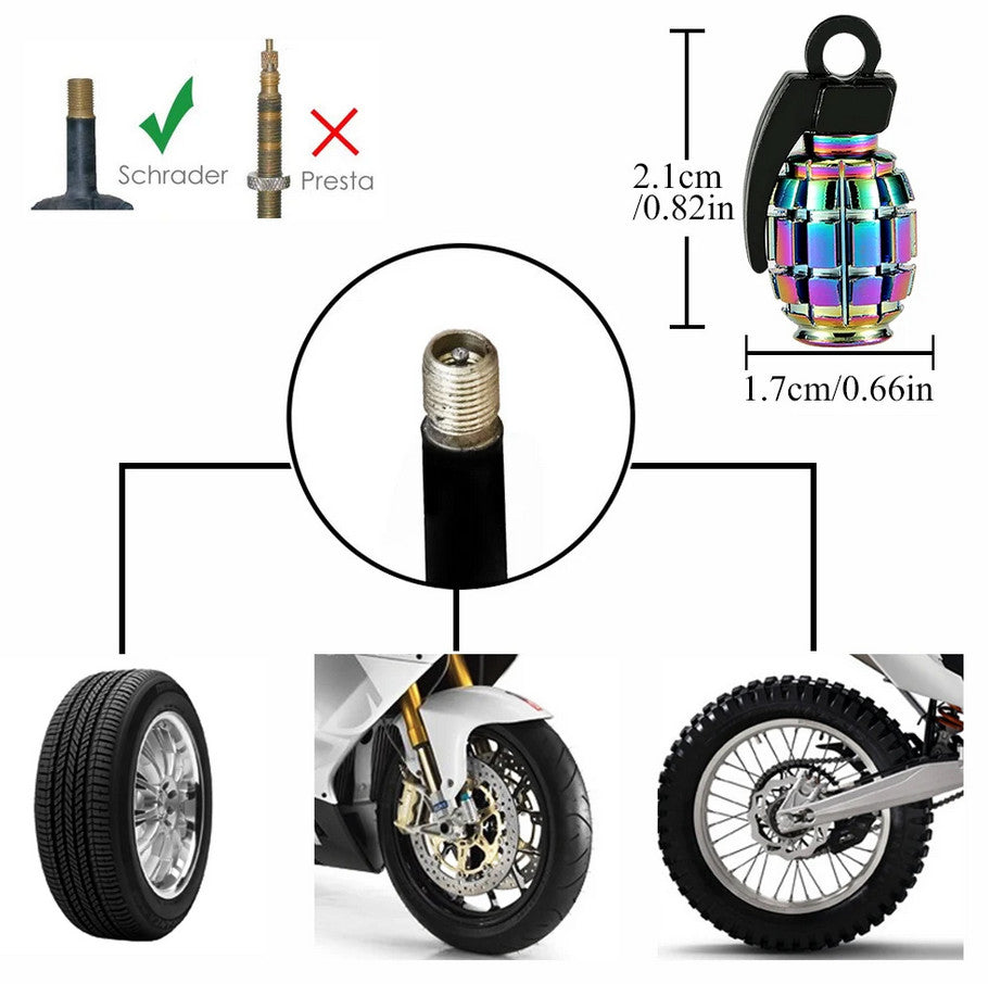 4-piece car tire valve cover rod air dust cover dustproof black spikes for Audi
