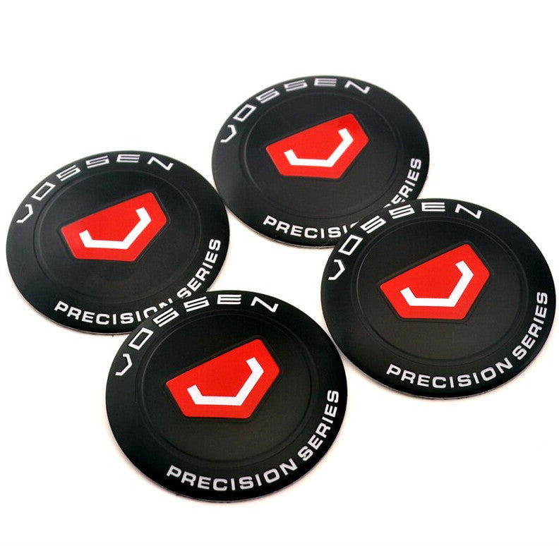 New 4x65mm black and red wheel decals, rim decals, and rim stickers for Vossen.