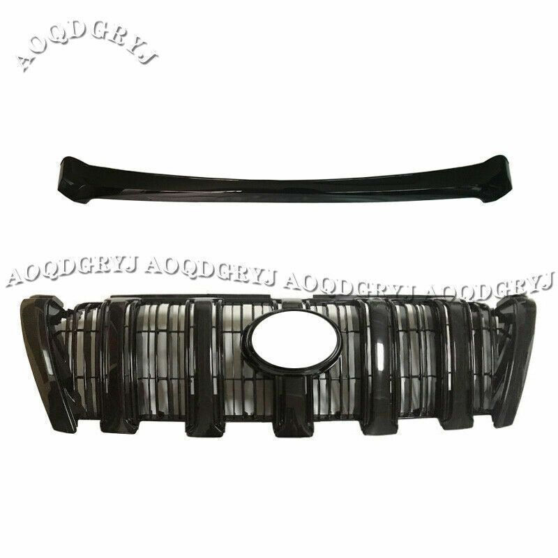 for TOYOTA PRADO 150 2014-17 Black ABS Front Hood Grille Grill Cover Kit Trim 2x