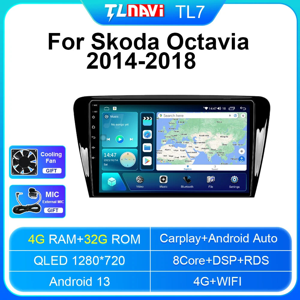 Car Radio for Skoda Octavia 2014-2018 Android Auto CarPlay GPS Multimedia Screen