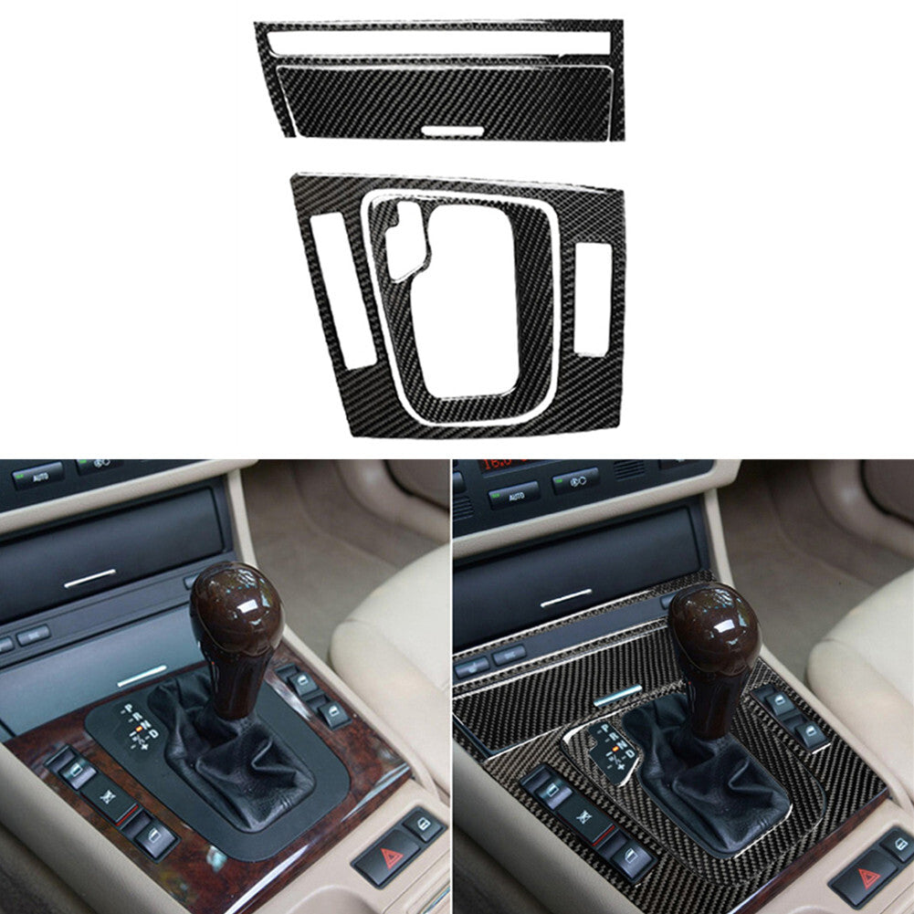 4x Carbon Fiber Interior Gear Shift Frame Cover Trim for BMW 3 Series E46 98-05