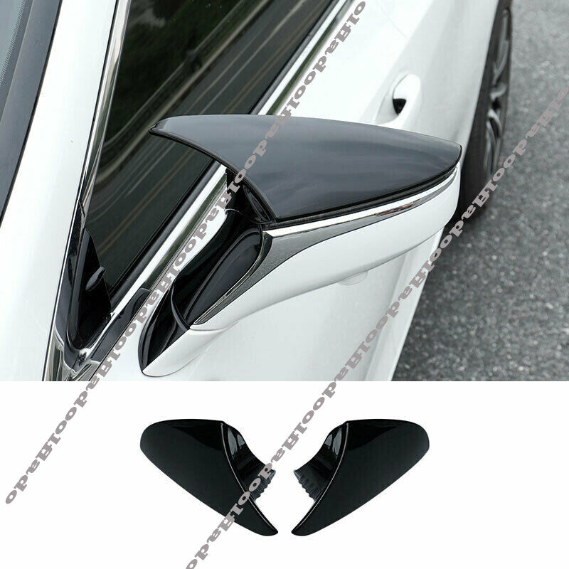 2P Gloss Black Ox Horn Rearview Mirror Decor Cover Trim for Lexus RC for ES LS LC UX