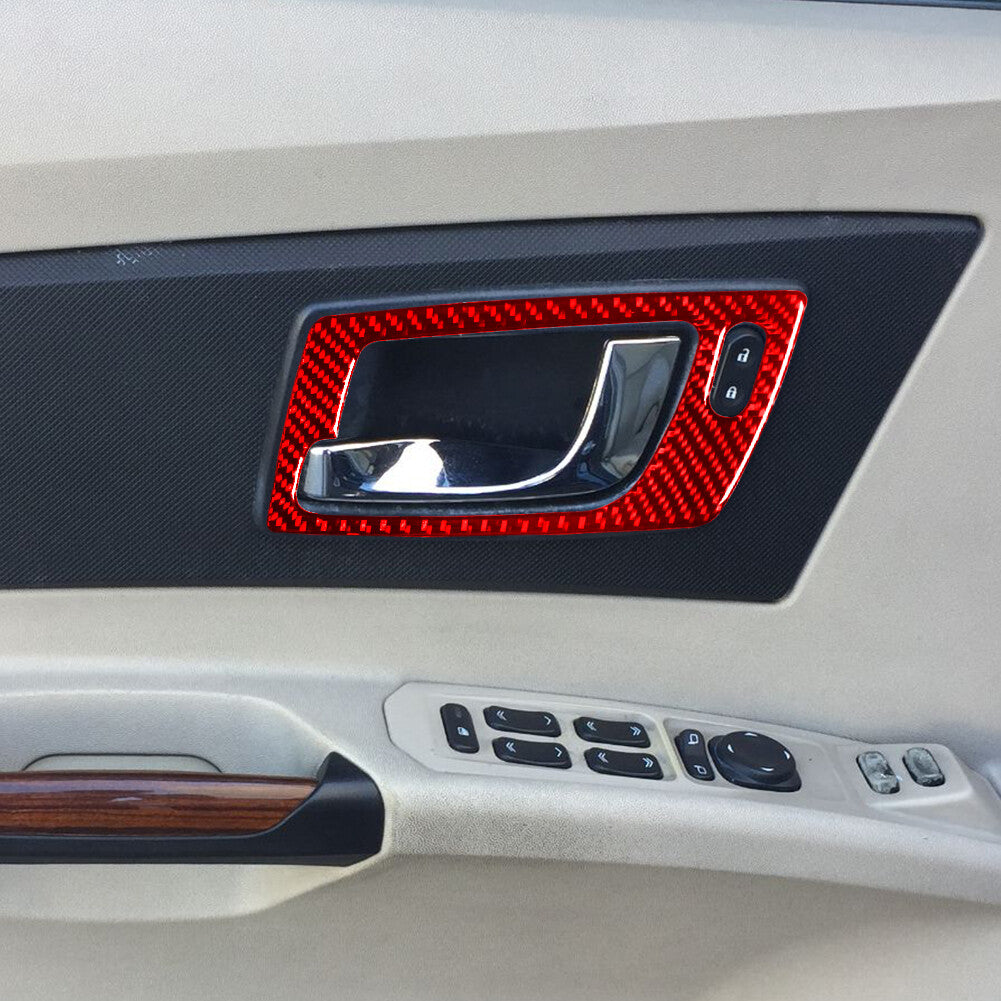 Red Interior Front Door Handle Carbon Fiber Cover Trim for Cadillac CTS 2003-07