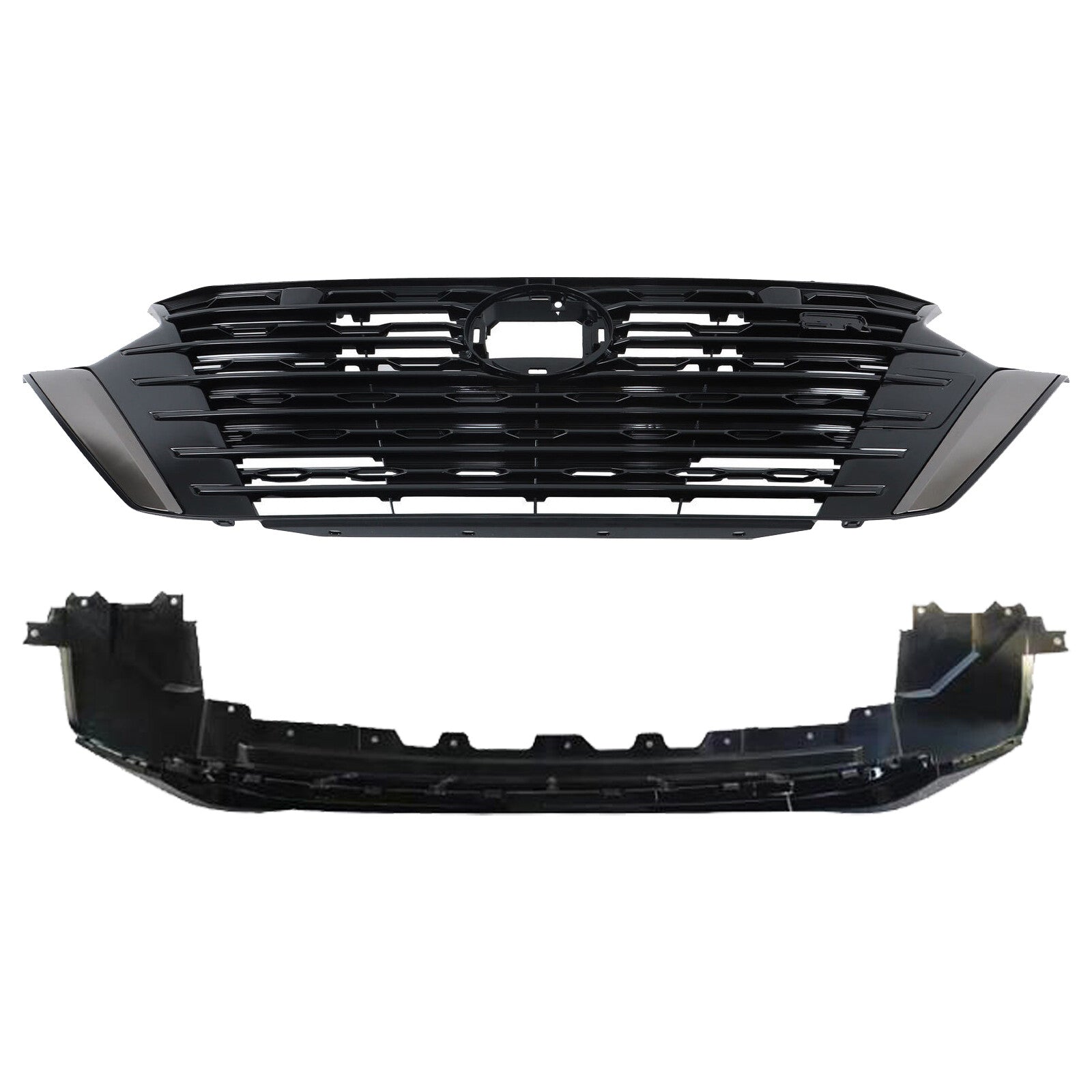 Front Bumper Upper Grille Lower Grille Gloss For 2024-2025 for Nissan Sentra S SV