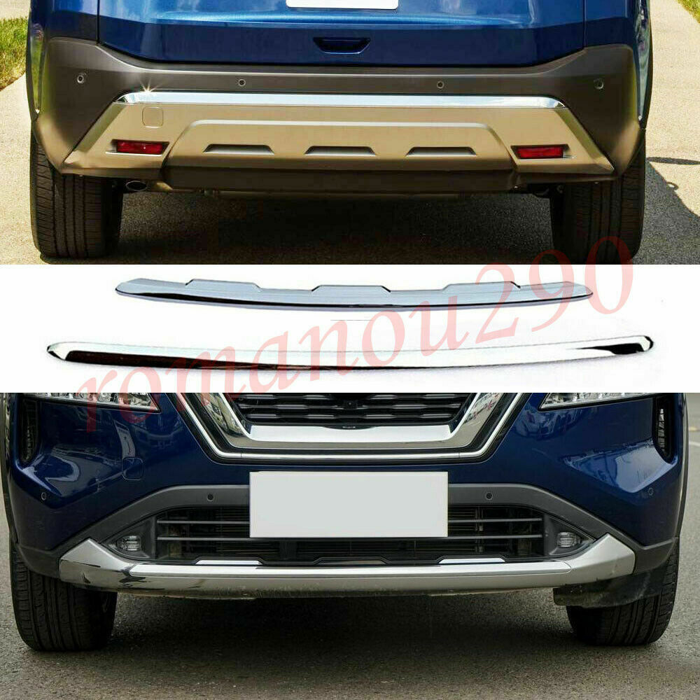 for Nissan Rogue 2021-2022 Chrome Front And Rear Bumper Molding Cover Trim 2PCS