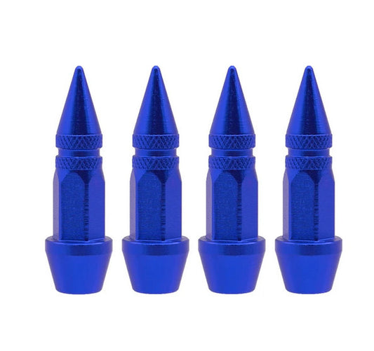 4-piece car tire valve cover rod air dust cover with blue studs for Audi