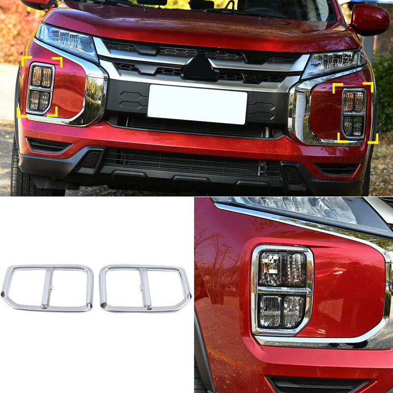 Front Fog Light Lamp Frame Chrome for Mitsubishi ASX RVR Outlander Sport 2020-23