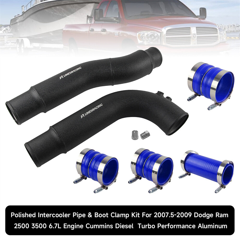 Black Intercooler Pipe Kit Boots For 2007.5-2009 for Dodge for Ram 6.7L Diesel