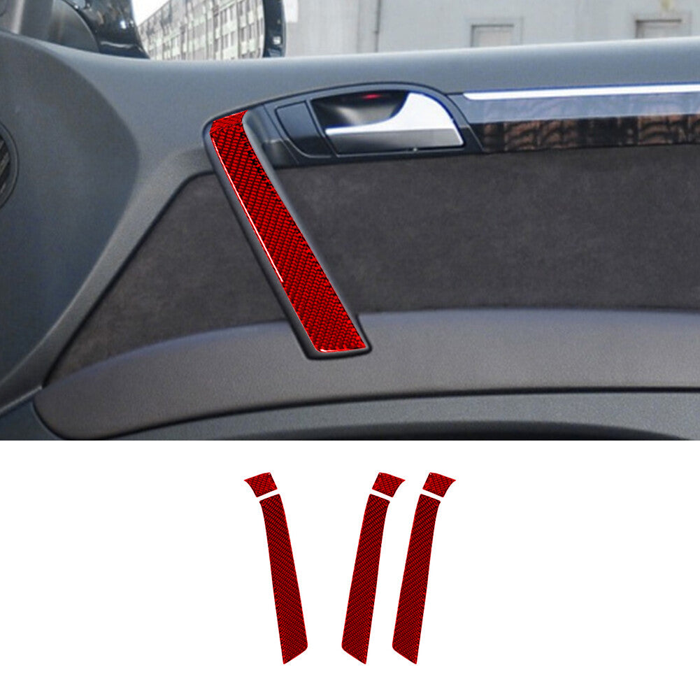 6X Red Carbon Fiber Interior Door Handle Panel Cover Trim for Audi Q7 2007-2015