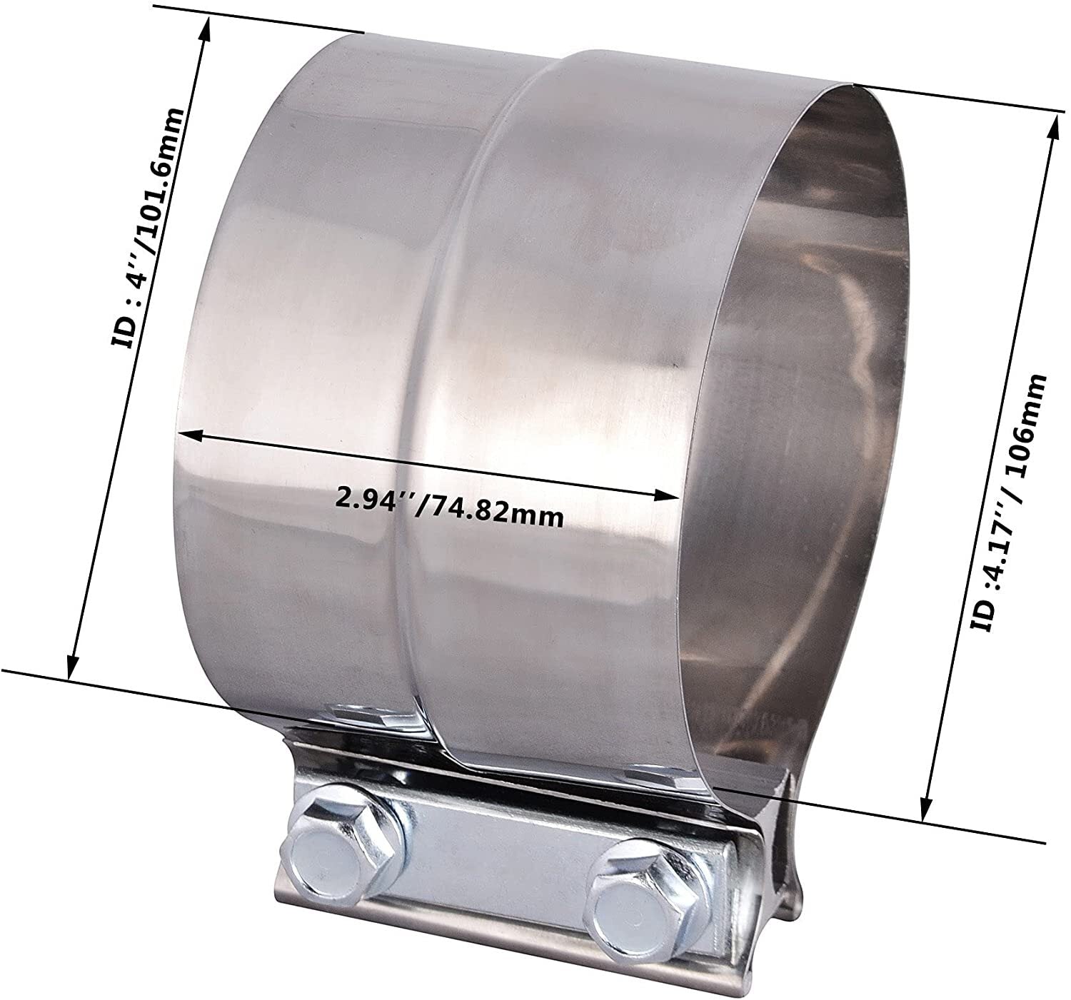 2PCS 4 BAND CLAMP EXHAUST SLEEVE 3INCH EXHAUST CLAMP STAINLESS BUTT JOINT