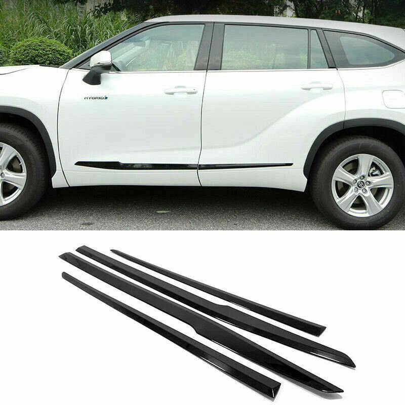 4X for Toyota Highlander 2020-2023 Piano Black Side Door Body Molding Cover Trim