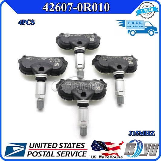 42607-0R010 4-pack Tire Pressure Monitoring System (TPMS) Sensors for Toyota Highlander RAV4 US