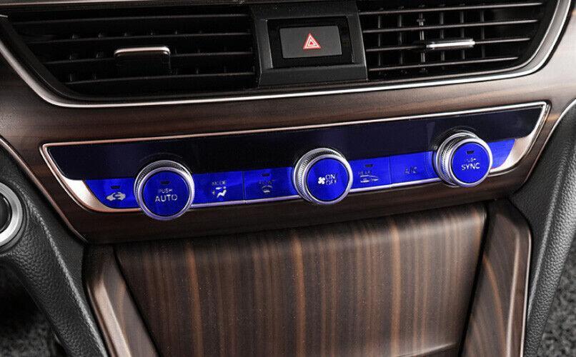 for Honda Accord 2018-2022 Blue Aluminum Center Console Switch Button Cover 9pcs