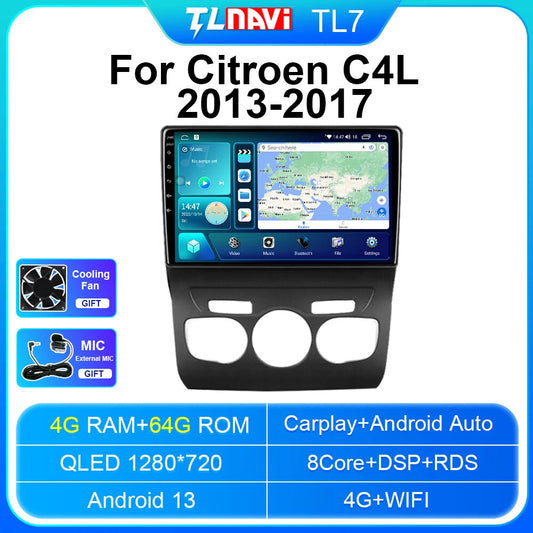 Car Radio Screen for Citroen for C4 C4L 2013-2017 Android CarPlay GPS Stereo Player