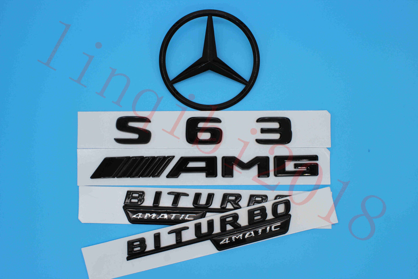 1Set Gloss Black Trunk Logo S63 Sticker Decal Emblem Badge Package W221 S Class