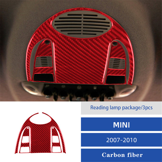 Red Interior Carbon Fiber Center Reading Light Panel Trim Cover for MINI Cooper