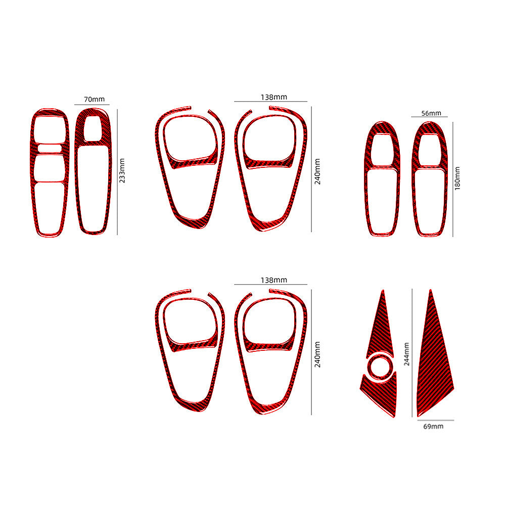 16Pcs Red Carbon Fiber Doo Handler Controller Trim Cover for Fiat 500L 2014-2017