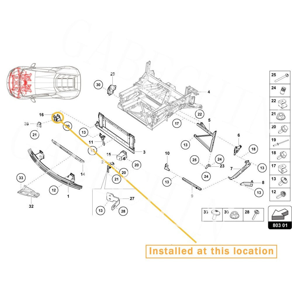 Right-hand grip lower frame mounting bracket 4T0807552E for Lamborghini for Huracan LP610 LP580