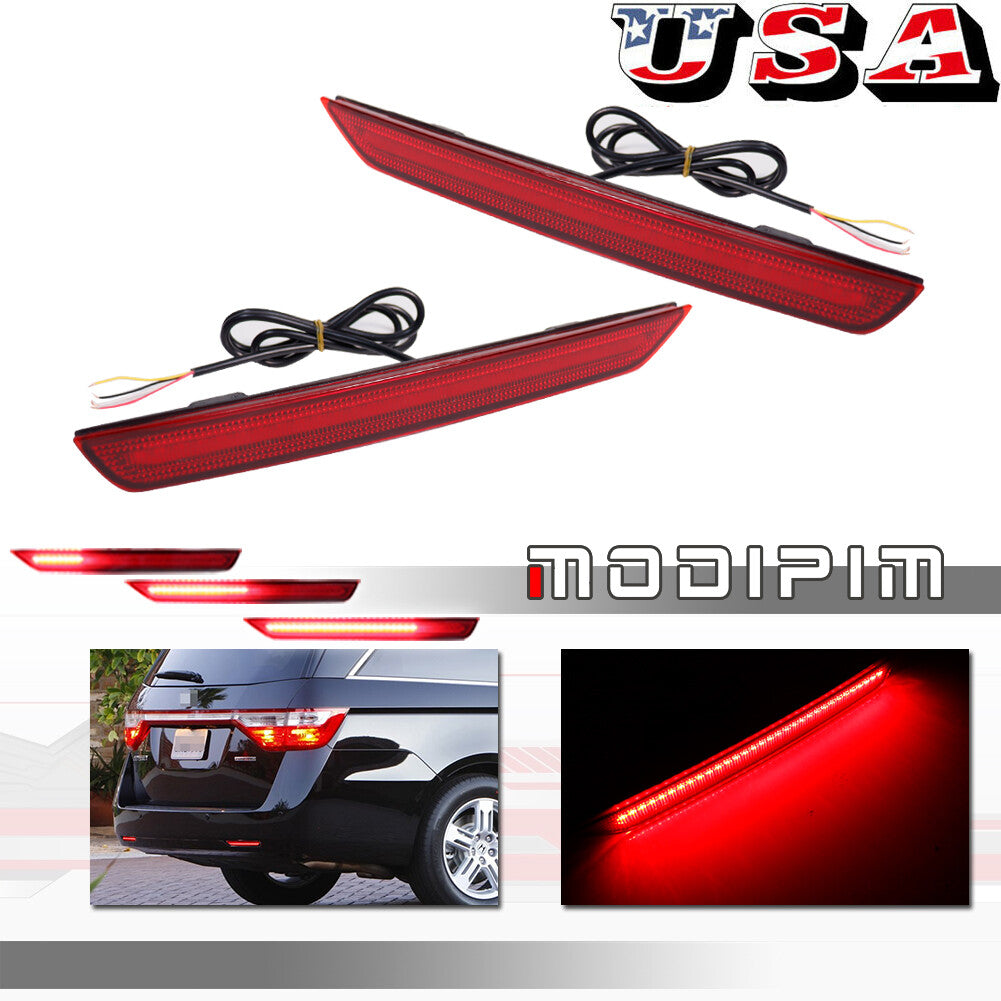 Compatible with 11-17 for Honda Odyssey Red Lens Red LED Rear Brake Sequence Light Kit