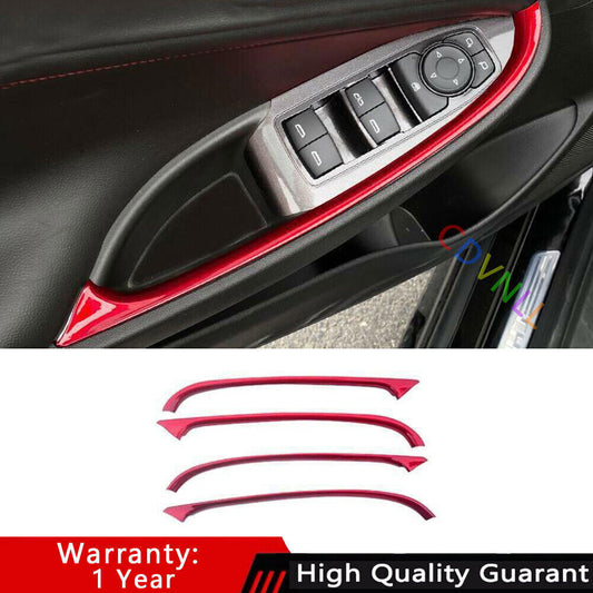 for Chevrolet Malibu 2016-2024 Red Inner Door Handle Lock Frame Molding Trim 4P